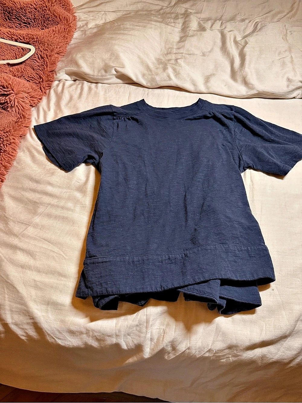 Cinq a sept Navy Ruffled Top